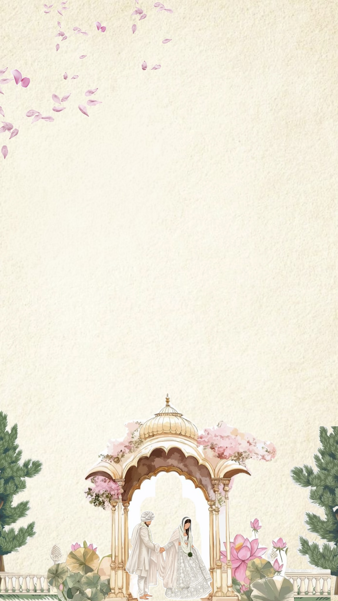Bride and groom beneath a floral wedding pavilion